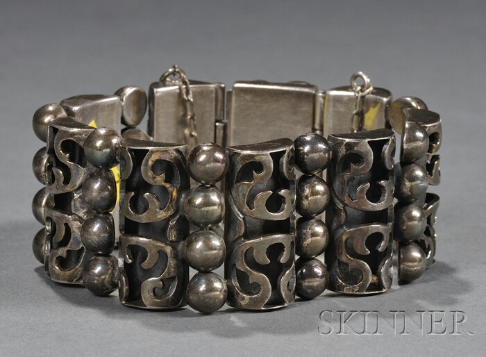 Appraisal: Silver Bracelet Sterling silver Mexico probably mid- th century Composed