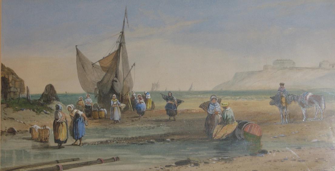 Appraisal: ENGLISH SCHOOL th century At Sheerness inscribed watercolour and body