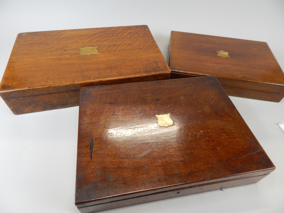 Appraisal: Three late thC early thC canteens to include a mahogany