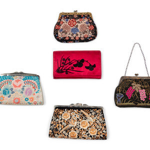 Appraisal: Five Chinese Silk Handbags LATE TH- TH CENTURY comprising three