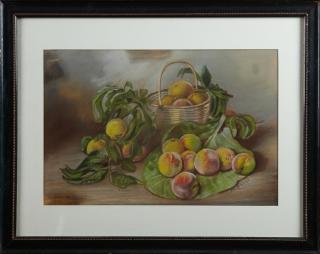 Appraisal: M G Vahl Still Life of Peaches in a Basket