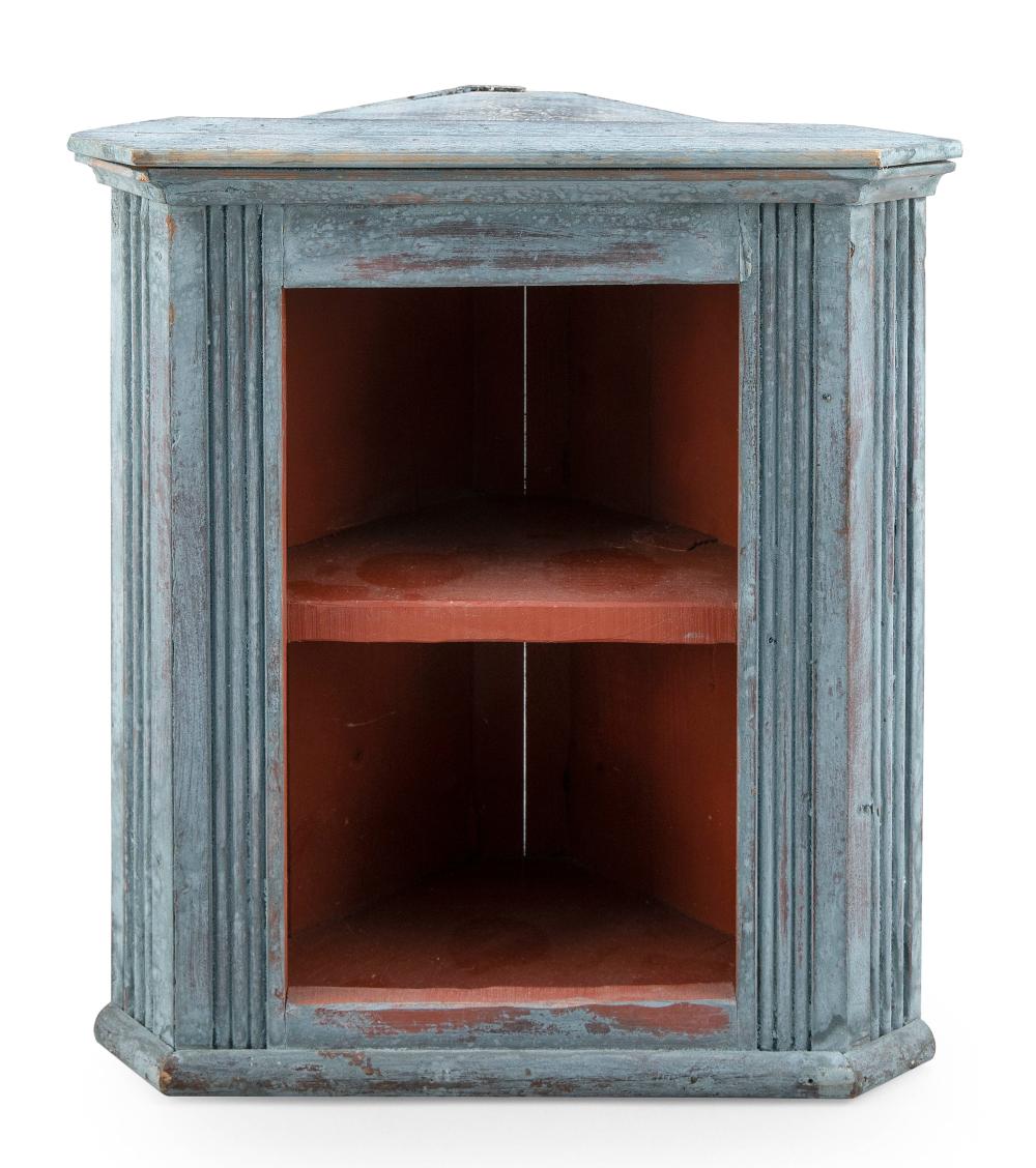 Appraisal: SMALL HANGING CORNER CUPBOARD TH CENTURY HEIGHT TAKES A CORNER