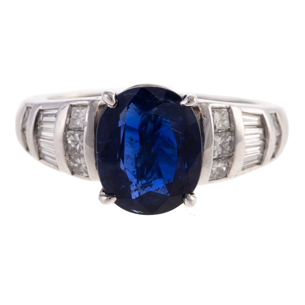 Appraisal: An Unheated Sapphire Diamond Ring in Platinum Platinum ring featuring