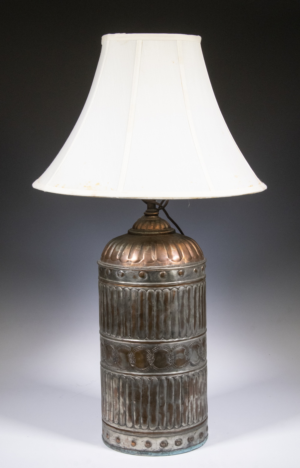 Appraisal: MIDDLE EASTERN TINNED COPPER JAR WIRED AS A LAMP Cylindrical