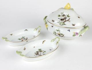 Appraisal: A Herend ''Rothschild Bird'' tureen two serving dishes After each