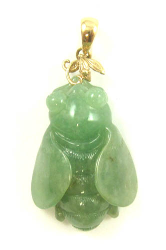 Appraisal: MASON KAY GREEN JADE AND YELLOW GOLD PENDANT k yellow