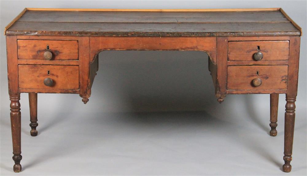 Appraisal: AMERICAN COUNTRY SHERATON CHERRYWOOD KNEEHOLE DESK ca having a rectangular