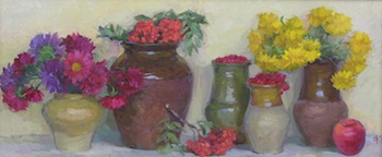 Appraisal: Olga Kalashnikova Russian b From My Garden Oil on canvas