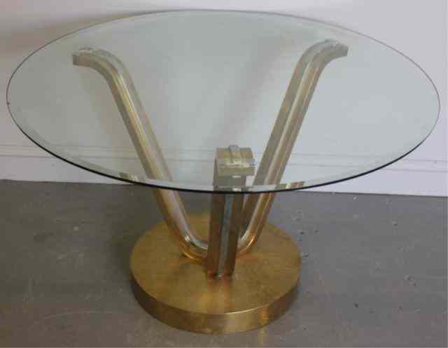 Appraisal: Possibly Karl Springer Mixed Metal Center Table Very heavy and