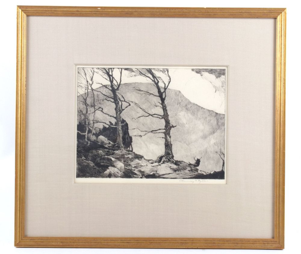 Appraisal: Original Chauncey Ryder Framed Landscape Etching Featured in this lot