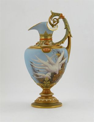 Appraisal: An impressive Royal Worcester ewer painted by Charles Baldwyn with