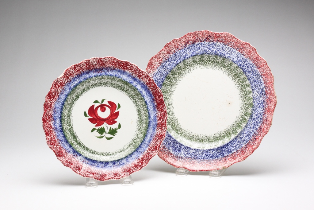 Appraisal: TWO ADAMS RAINBOW SPATTERWARE PLATES England nd quarter th century