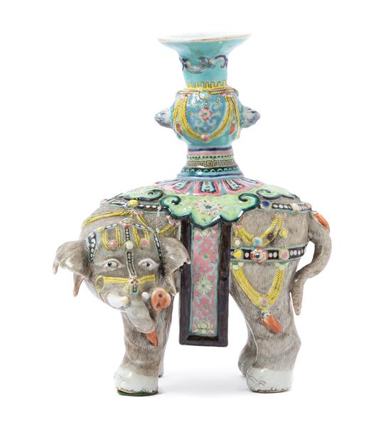 Appraisal: Sale Lot A Chinese Famille Rose Porcelain Elephant Vase th