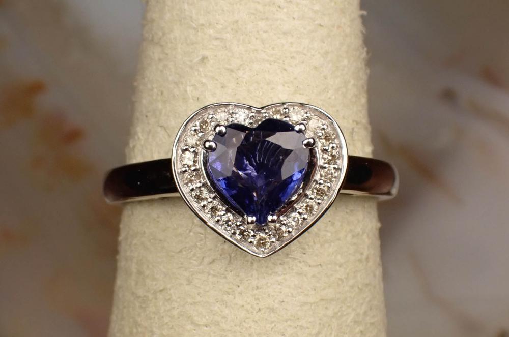 Appraisal: SAPPHIRE DIAMOND AND FOURTEEN KARAT GOLD RING WITH GEM ID