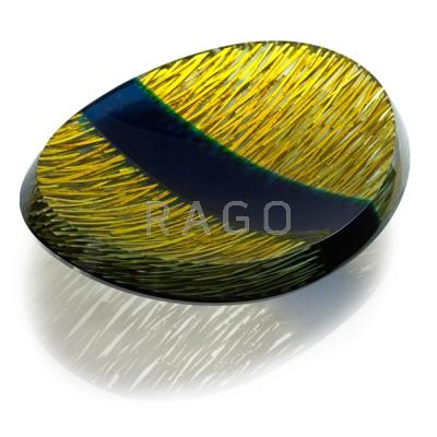 Appraisal: TOMAS HLAVICKA b Large laminated glass bowl with gold and