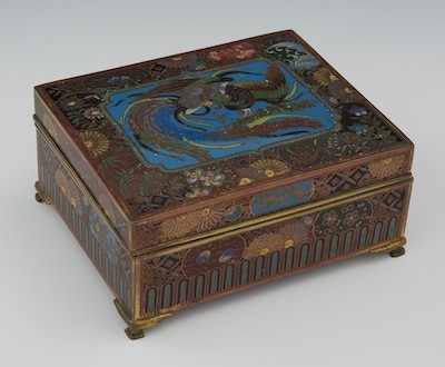 Appraisal: An Oriental Cloisonne Box with Hinged Lid Measuring apprx -