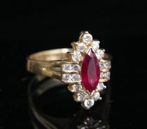 Appraisal: Ruby and Diamond Ring Kt yellow gold ring set with