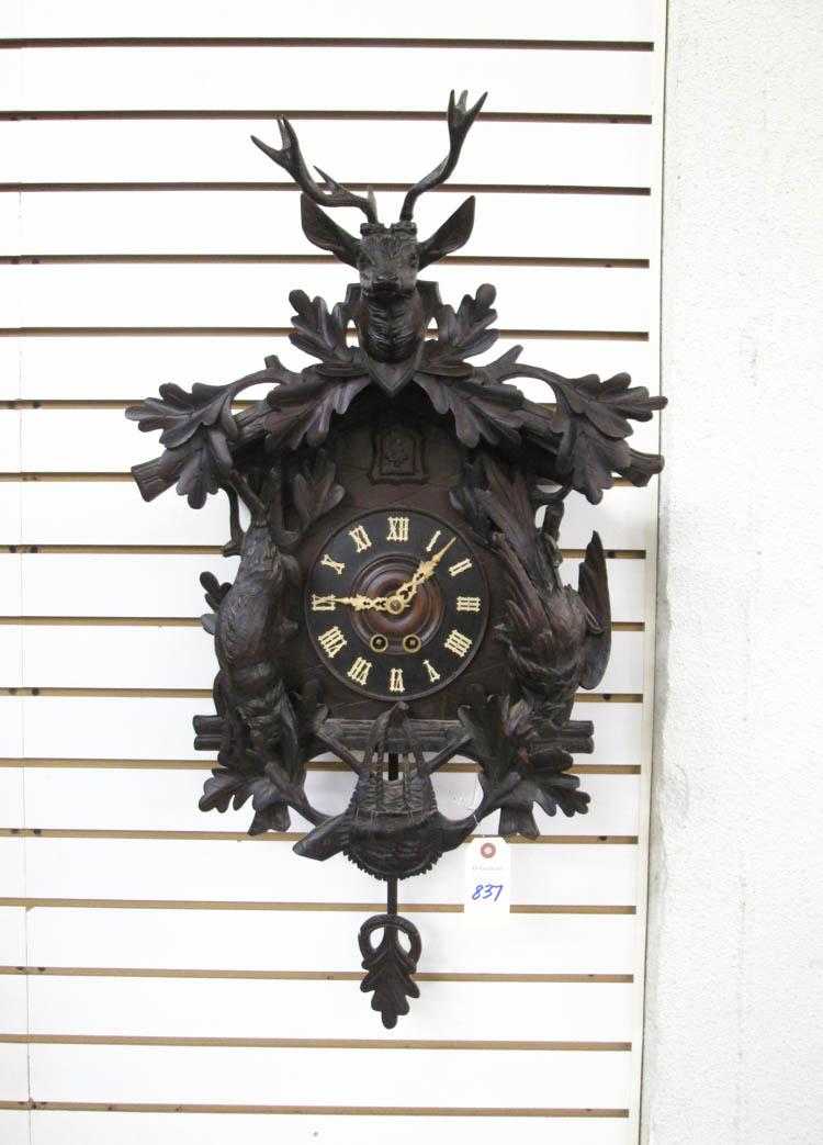 Appraisal: BLACK FOREST HUNTING LODGE CUCKOO WALL CLOCK German late th