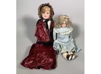 Appraisal: Two antique bisque head dolls including one Armand Marseille DEP