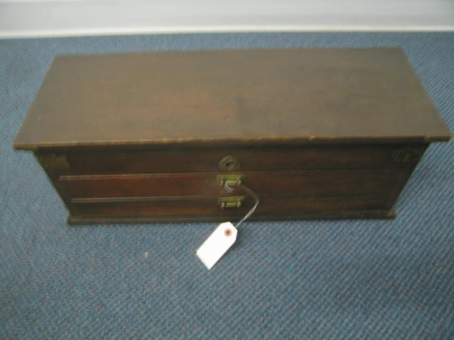 Appraisal: Antique Wooden Cabinet hinged top and two lower drawers