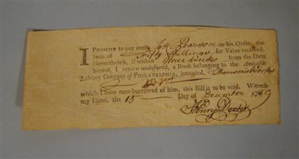 Appraisal: piece Partly Printed Document Signed Dexter Henry Library Company of