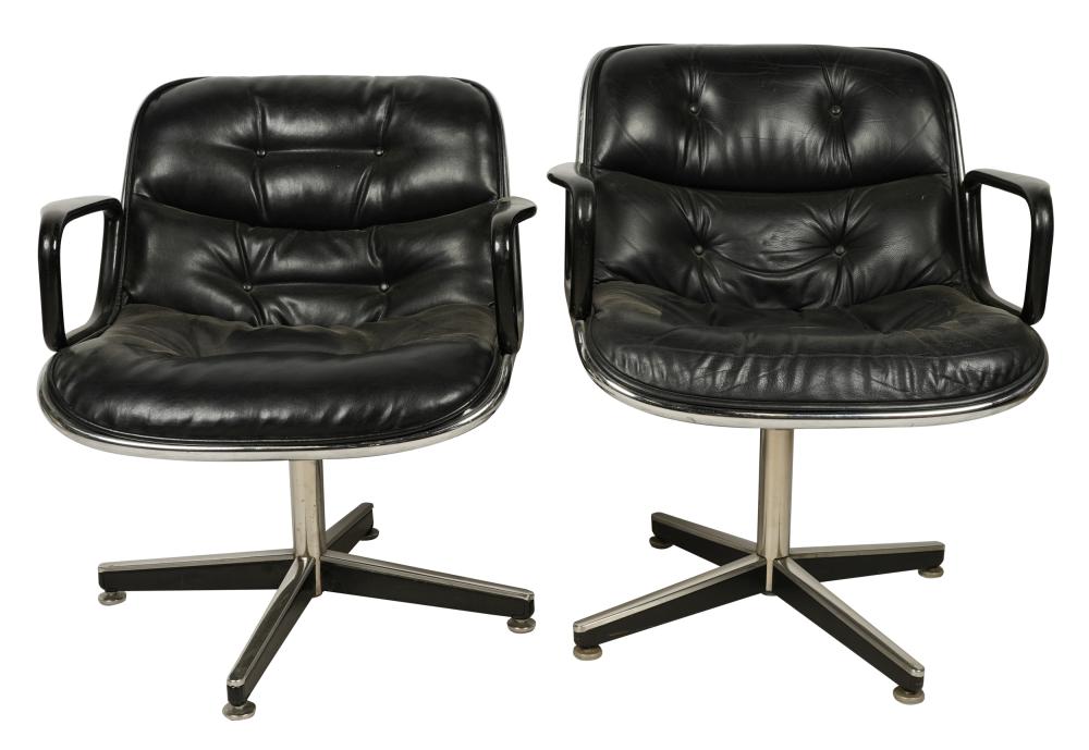 Appraisal: HERMAN MILLER PAIR CHROME BLACK LEATHER CHAIRSunsigned Condition with wear