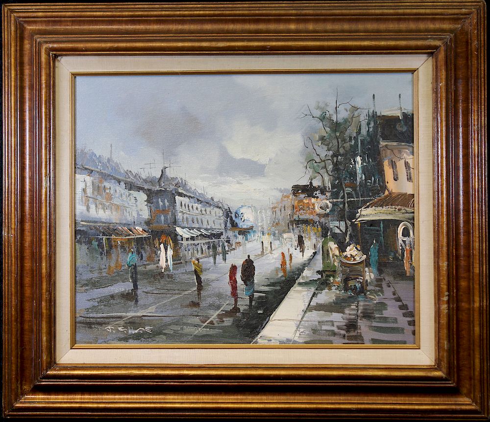 Appraisal: Signed th C European School Street Scene Signed th C