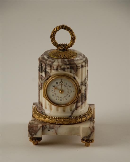 Appraisal: A th C Continental Marble Boudoir Clock gilt ormolu mounts