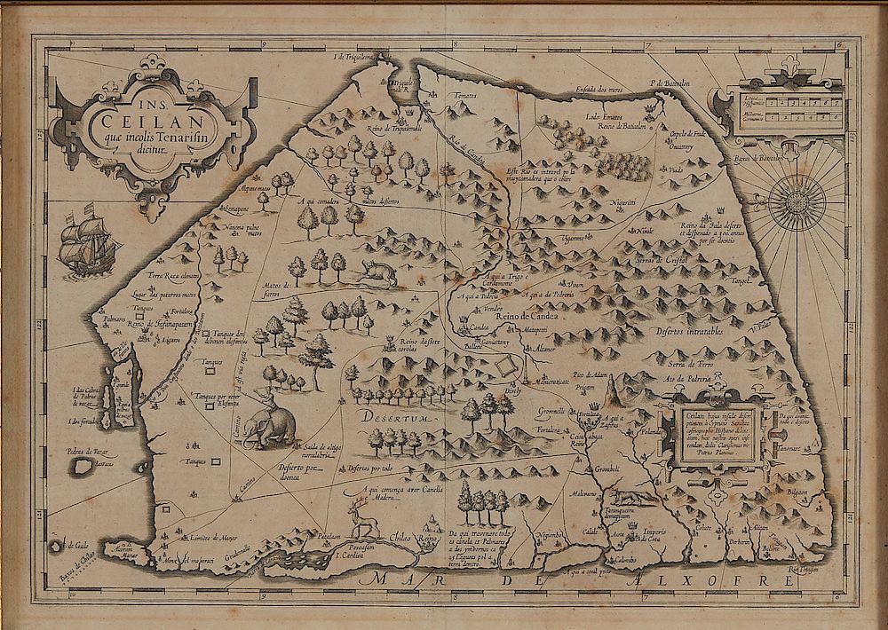 Appraisal: Plancius and Hondius Map of Sri Lanka Petrus Plancius -