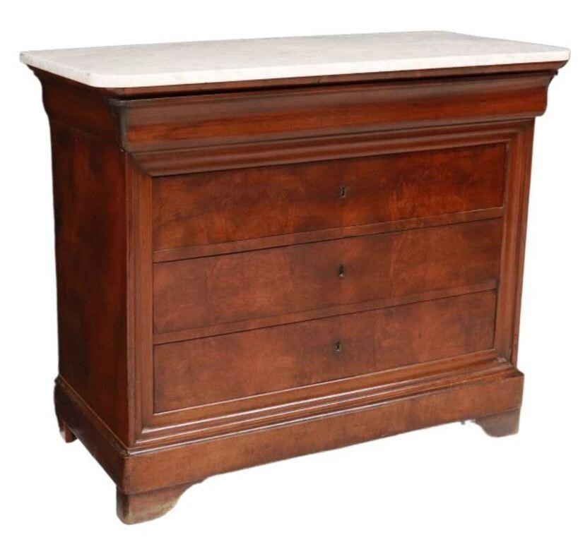 Appraisal: French Louis Philippe period marble-top mahogany commode mid th c