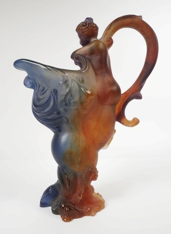 Appraisal: Daum Pate-de-Verre crystal Mythology Ewer circa late th century Figural