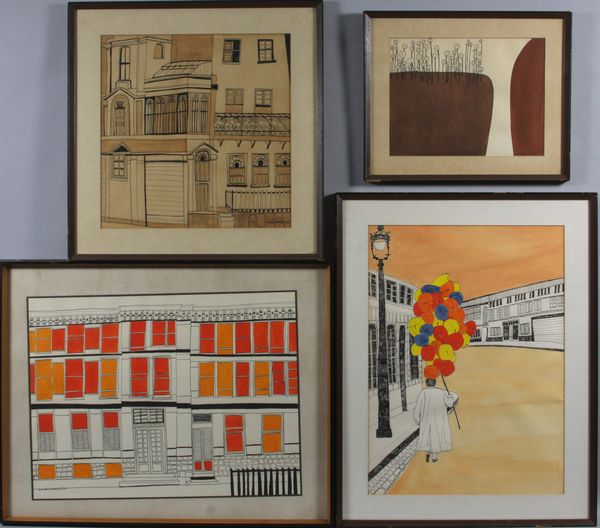 Appraisal: Collection of four assorted street scene watercolors signed Maria Aliconti