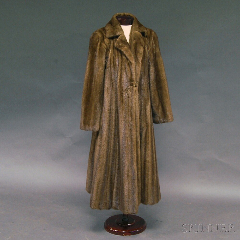 Appraisal: Full-length Mink Coat with monogrammed silk lining front clasp closures