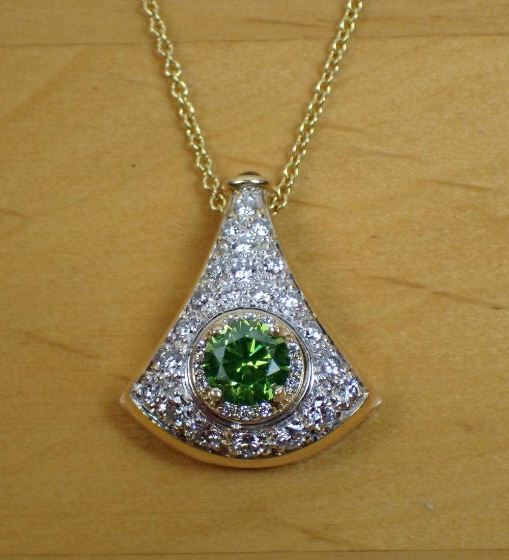 Appraisal: GREEN DIAMOND AND EIGHTEEN KARAT GOLD NECKLACE with an k