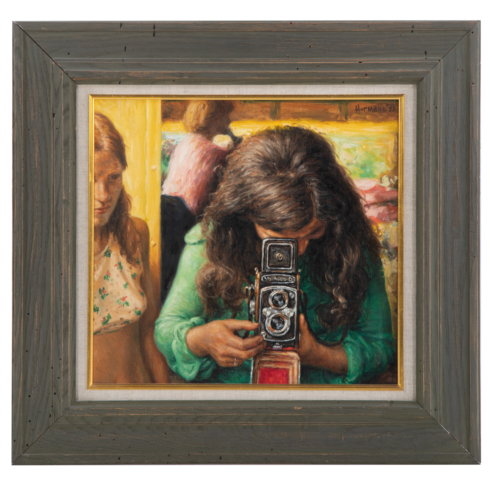 Appraisal: DOUGLAS HOFMANN GIRL WITH CAMERA OIL American b Oil on