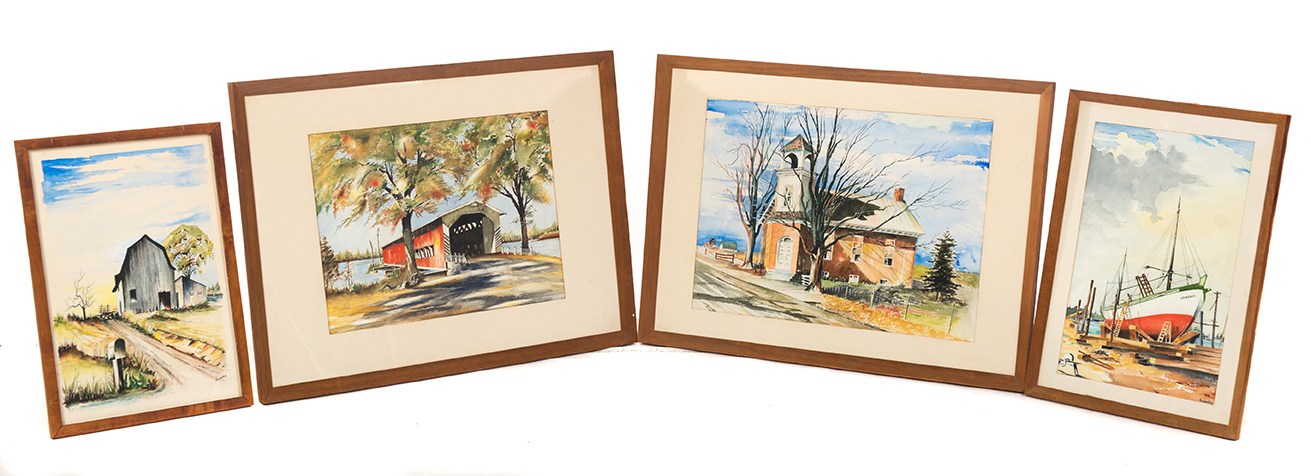 Appraisal: FOUR LANDSCAPE WATER COLORS TWO SIGNED BORGERDING American nd half-