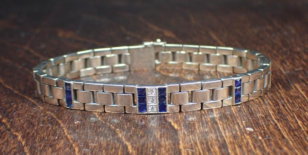 Appraisal: SAPPHIRE DIAMOND AND FOURTEEN KARAT GOLD BRACELET The - white