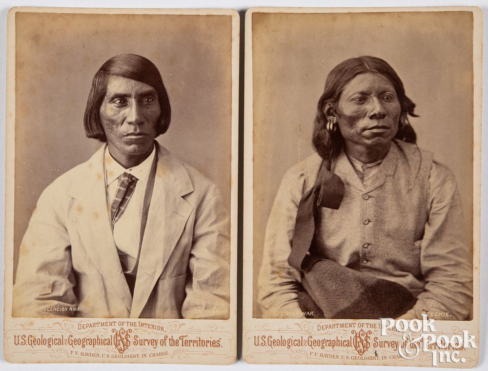 Appraisal: Two Native American Indian cabinet card photos Two Native American