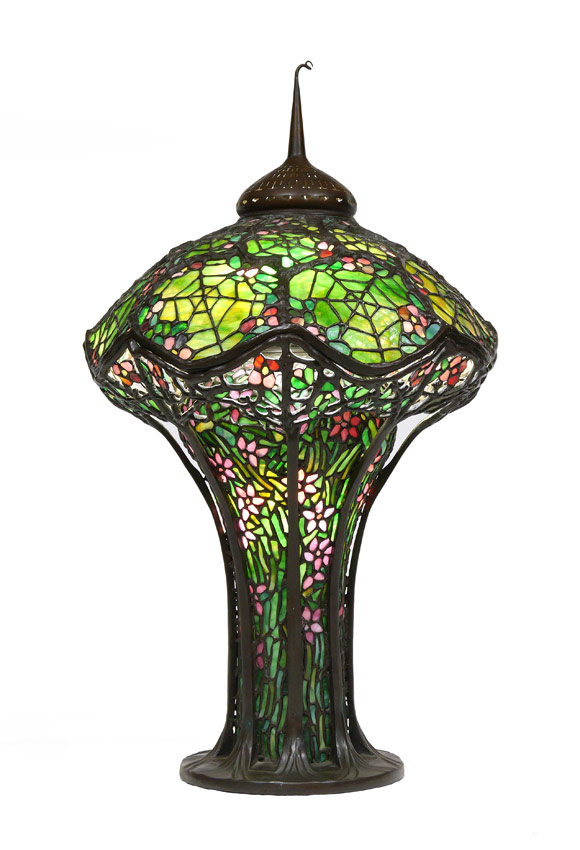 Appraisal: IMPRESSIVE LEADED GLASS LAMP In the style of the Tiffany