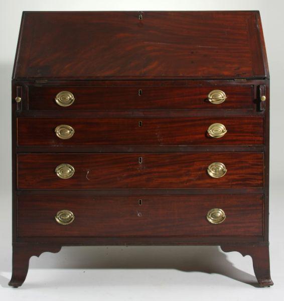 Appraisal: American Slant Front Desk ca figured mahogany and mahogany veneers