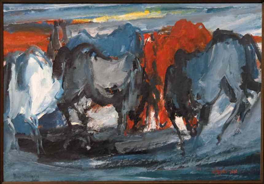 Appraisal: MEIR STEINGOLD ISRAELI AFTER -AFTER HORSES Oil on board signed