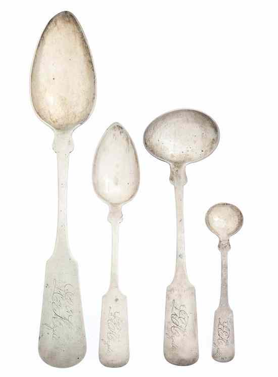 Appraisal: Nineteen American Coin Silver Spoons each of fiddleback form comprising