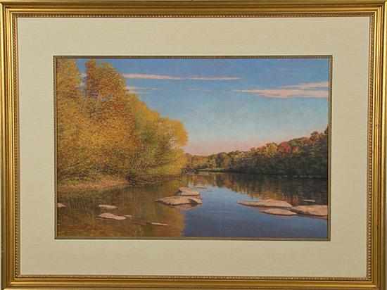 Appraisal: Michael Story South Carolina b AUTUMN RIVER LANDSCAPE pastel on