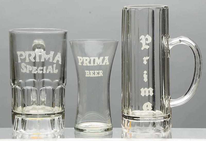 Appraisal: Lot of Prima Beer Glasses All with raised pebble etching