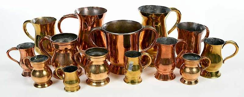 Appraisal: Assorted Brass and Copper Graduated Measures British th century several