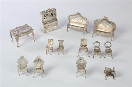 Appraisal: THIRTEEN PIECES OF MINIATURE FURNITURE Continental late th-early th century