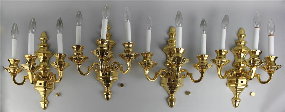 Appraisal: FOUR WEISS BIHELLER THREE ARM GILT BRONZE AND BRASS WALL