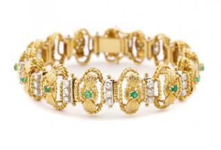 Appraisal: Ladies K Yellow Gold Diamond Emerald Bracelet A ladies' K