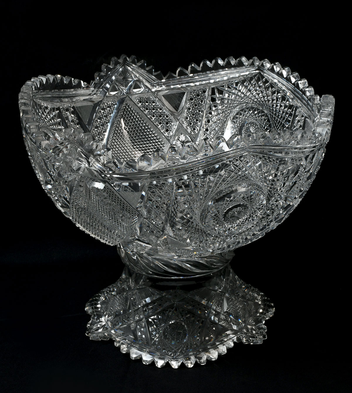 Appraisal: AMERICAN BRILLIANT CUT CRYSTAL PUNCH BOWL American brilliant cut crystal