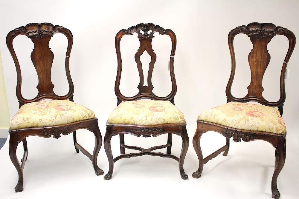 Appraisal: Portuguese Rococo Rosewood Side Chairs th C Matched set of